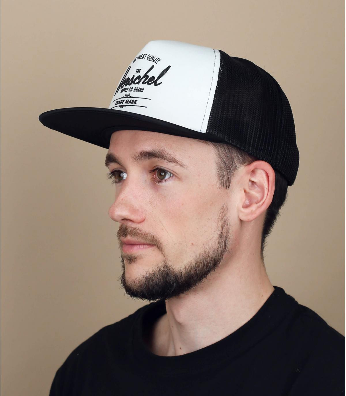 Trucker Cap Herschel schwarz wei Whaler Mesh white black